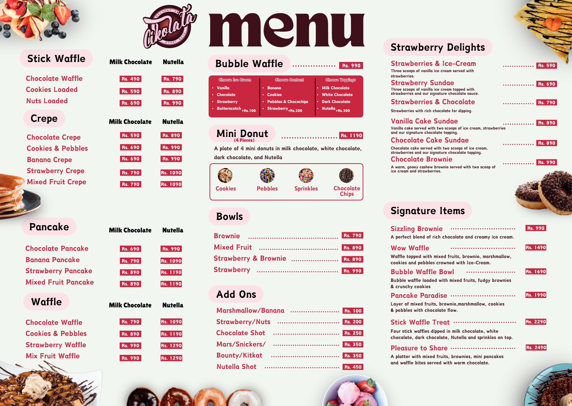 Cikolata Official Menu Page 1 - Sweets