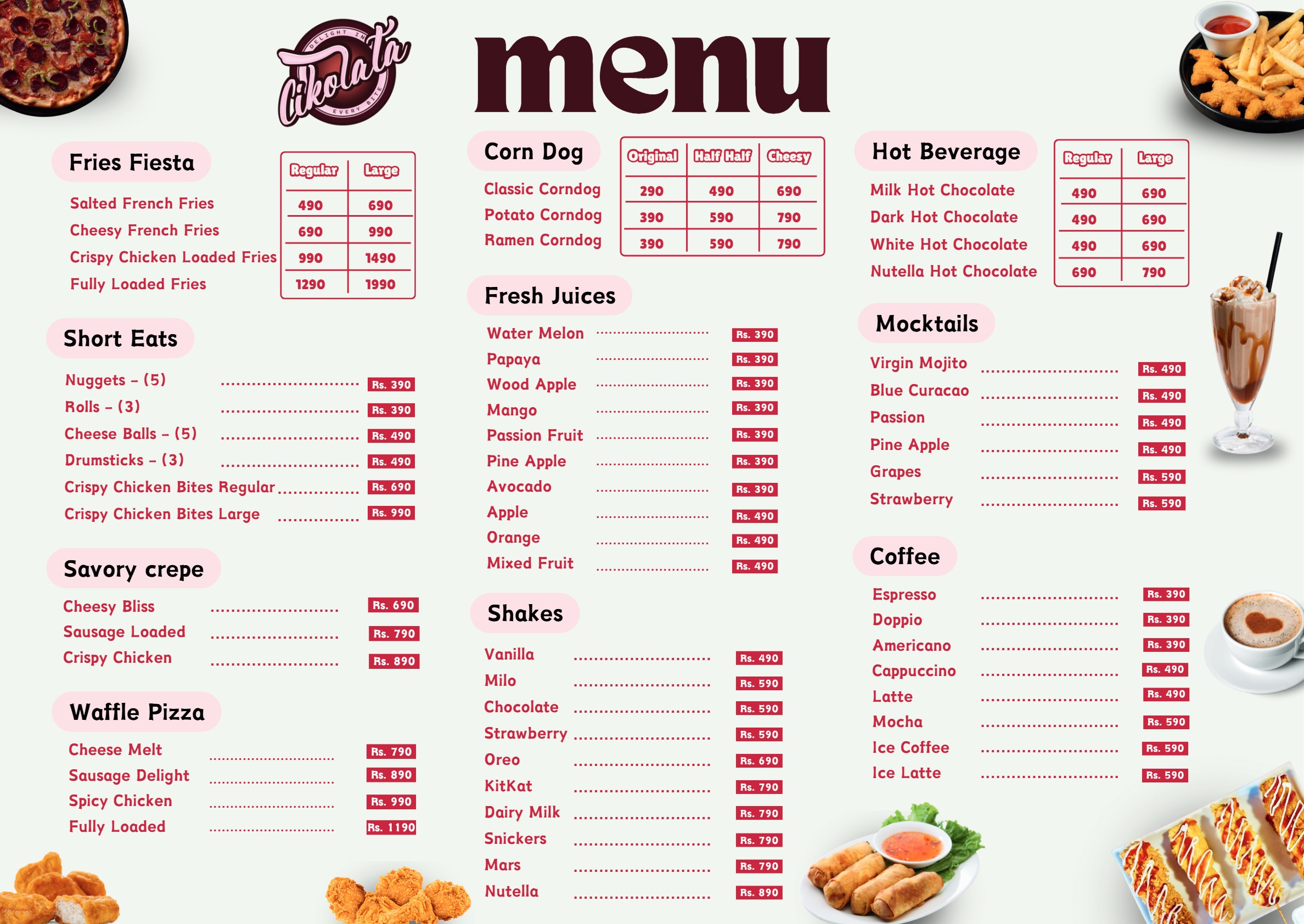 Cikolata Official Menu Page 2 - Savory & Drinks